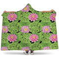 Cute Water Lily Pattern Print Hooded Blanket