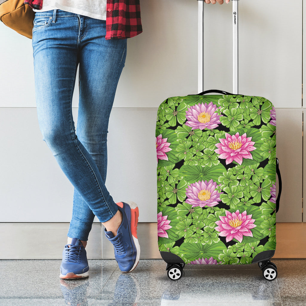 Cute Water Lily Pattern Print Luggage Cover