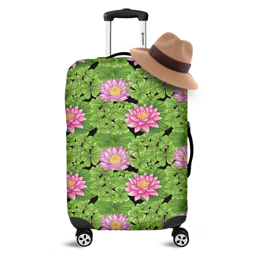 Cute Water Lily Pattern Print Luggage Cover