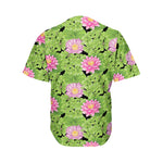 Cute Water Lily Pattern Print Men's Baseball Jersey