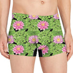 Cute Water Lily Pattern Print Men's Boxer Briefs