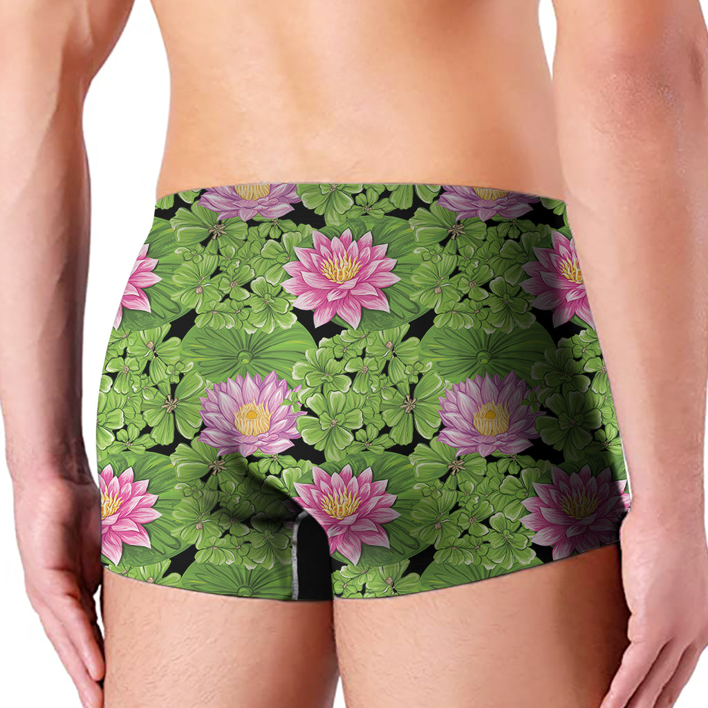 Cute Water Lily Pattern Print Men's Boxer Briefs