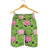 Cute Water Lily Pattern Print Men's Shorts