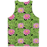 Cute Water Lily Pattern Print Men's Tank Top