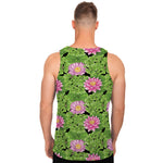 Cute Water Lily Pattern Print Men's Tank Top