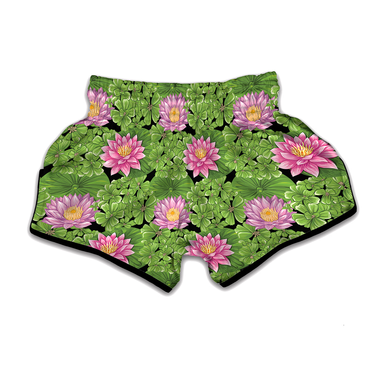 Cute Water Lily Pattern Print Muay Thai Boxing Shorts