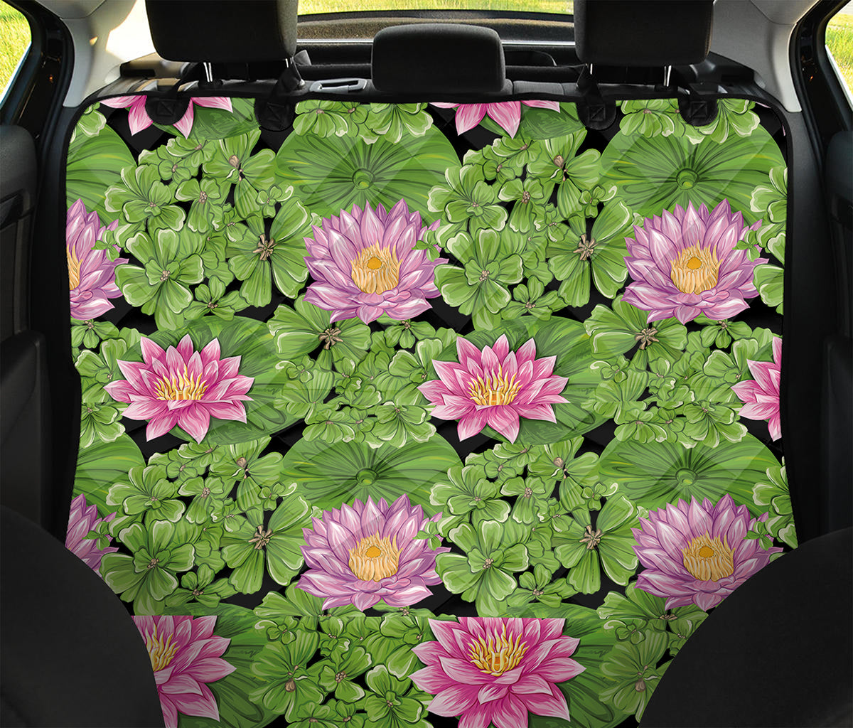 Cute Water Lily Pattern Print Pet Car Back Seat Cover