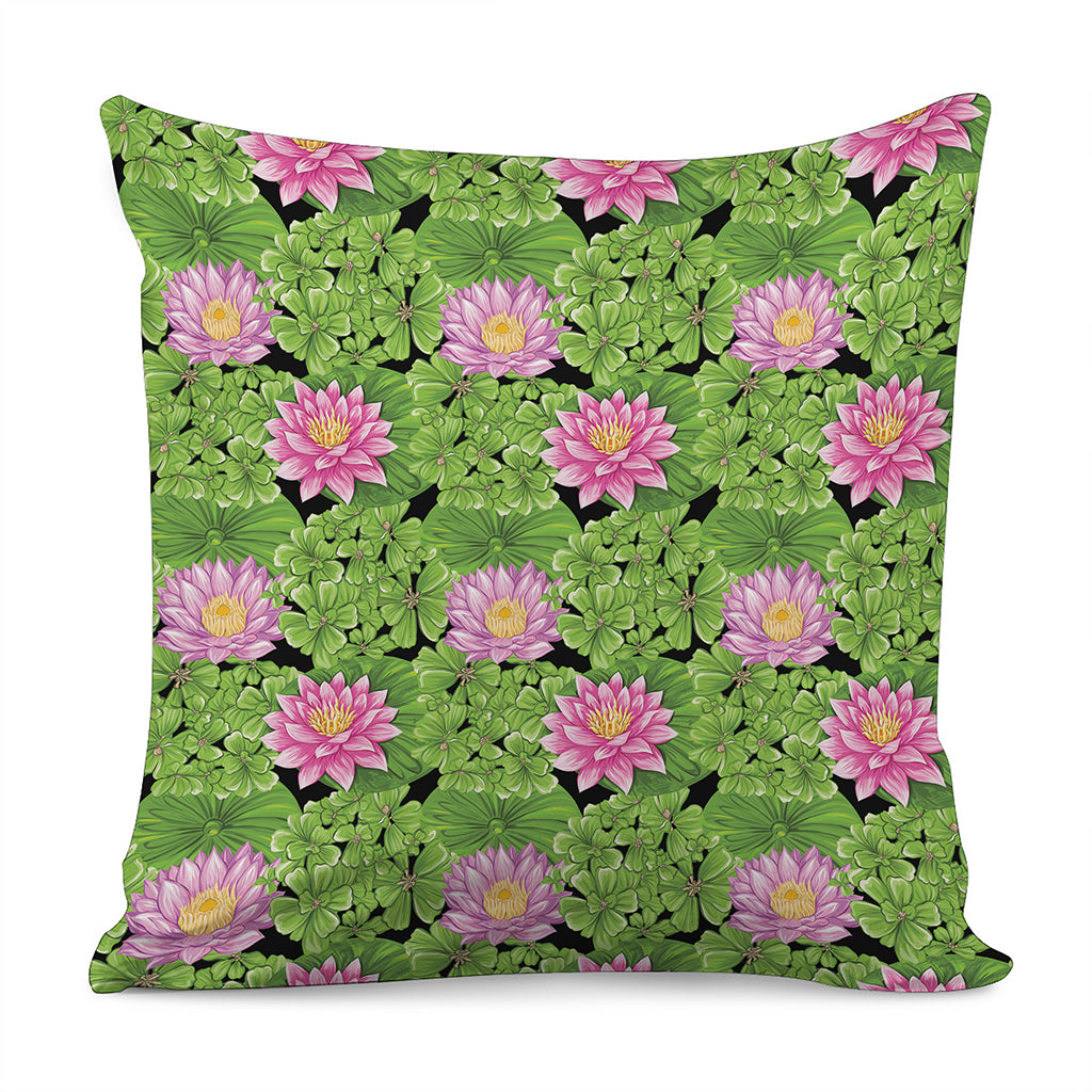 Cute Water Lily Pattern Print Pillow Cover