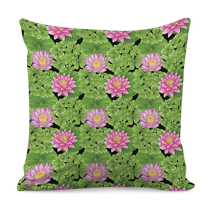 Cute Water Lily Pattern Print Pillow Cover