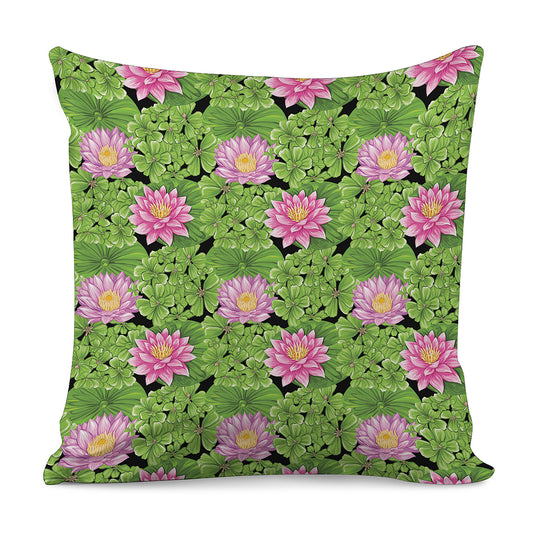 Cute Water Lily Pattern Print Pillow Cover