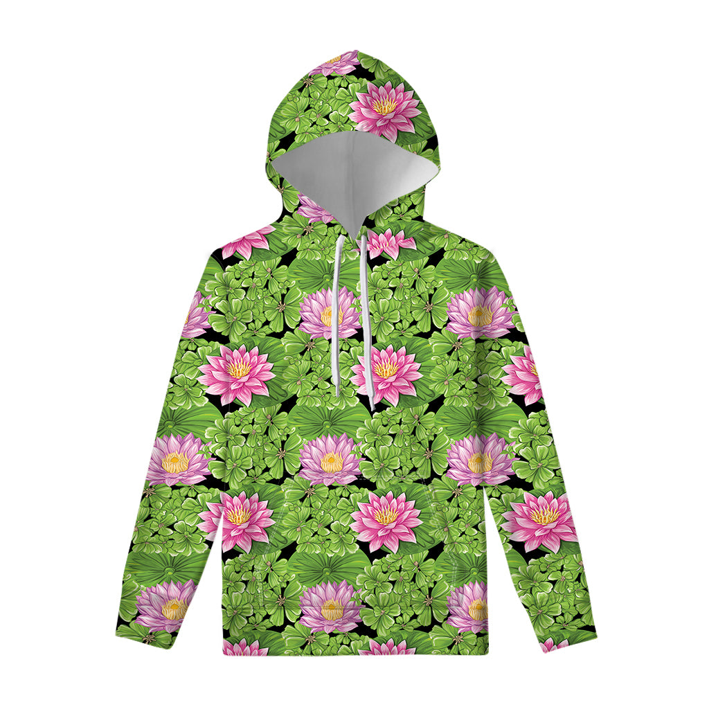 Cute Water Lily Pattern Print Pullover Hoodie