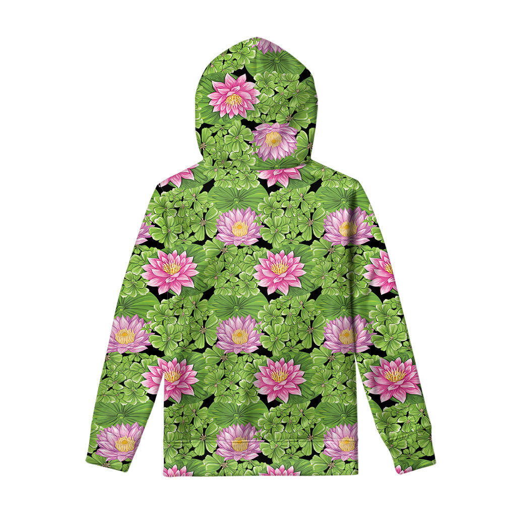 Cute Water Lily Pattern Print Pullover Hoodie