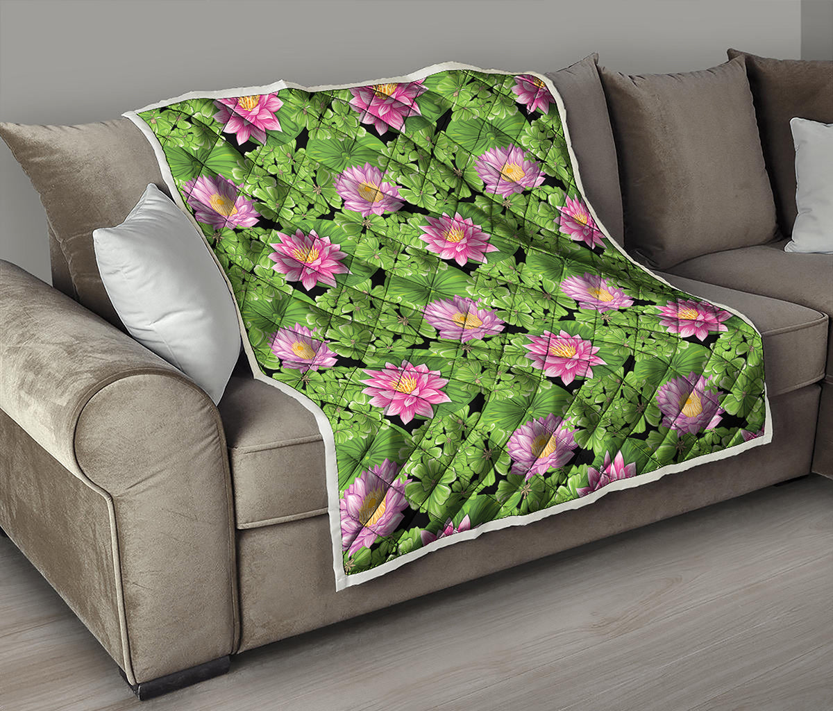 Cute Water Lily Pattern Print Quilt