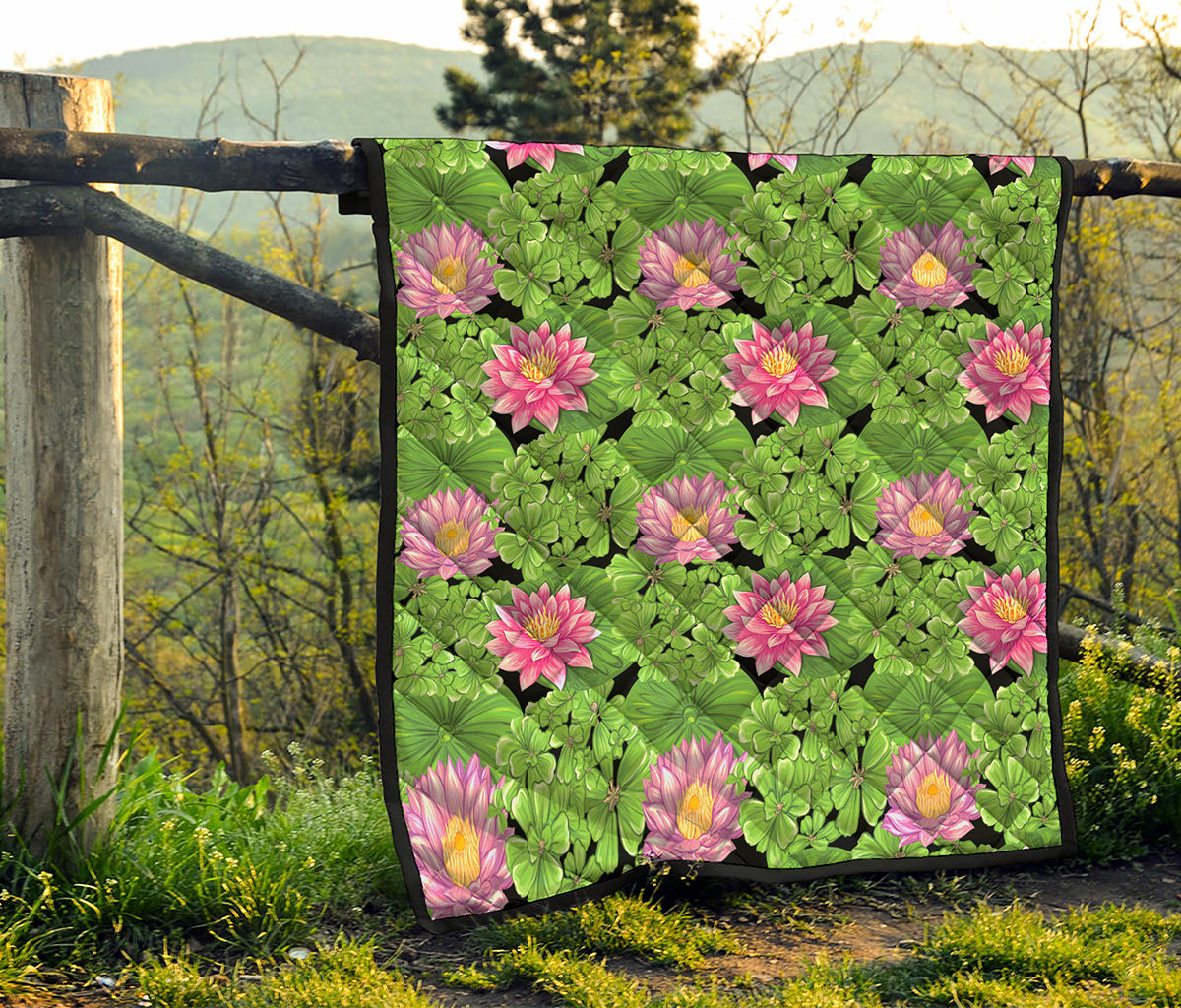 Cute Water Lily Pattern Print Quilt