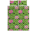 Cute Water Lily Pattern Print Quilt Bed Set
