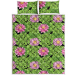 Cute Water Lily Pattern Print Quilt Bed Set