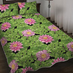 Cute Water Lily Pattern Print Quilt Bed Set