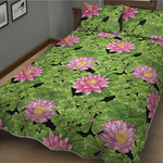 Cute Water Lily Pattern Print Quilt Bed Set