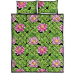 Cute Water Lily Pattern Print Quilt Bed Set