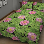 Cute Water Lily Pattern Print Quilt Bed Set