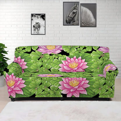 Cute Water Lily Pattern Print Sofa Cover