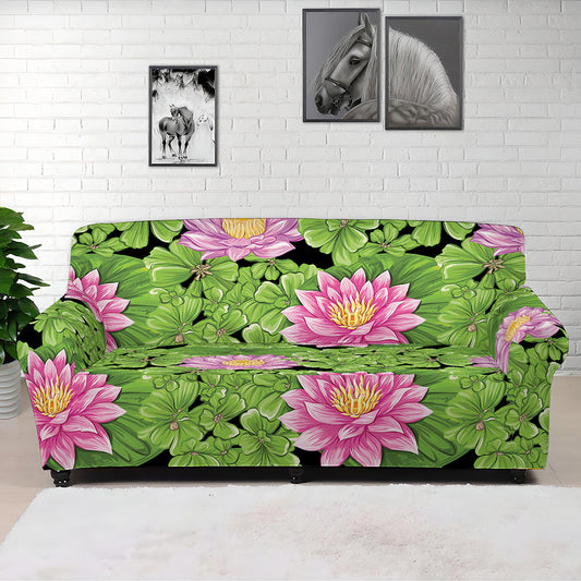 Cute Water Lily Pattern Print Sofa Cover