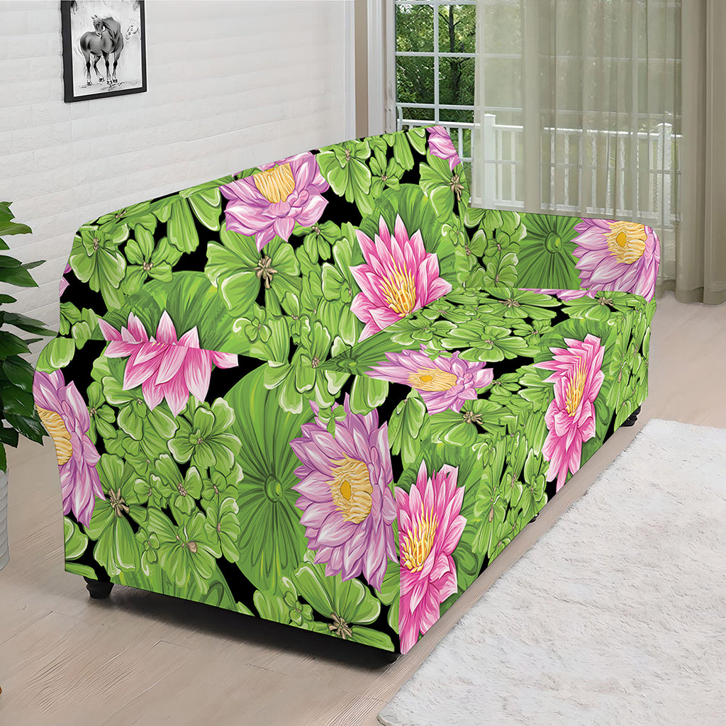 Cute Water Lily Pattern Print Sofa Cover