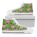 Cute Water Lily Pattern Print White High Top Sneakers