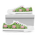 Cute Water Lily Pattern Print White Low Top Sneakers