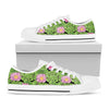 Cute Water Lily Pattern Print White Low Top Shoes