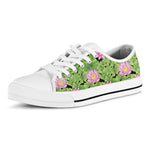 Cute Water Lily Pattern Print White Low Top Shoes