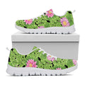 Cute Water Lily Pattern Print White Running Shoes