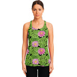 Cute Water Lily Pattern Print Women's Racerback Tank Top