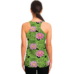 Cute Water Lily Pattern Print Women's Racerback Tank Top