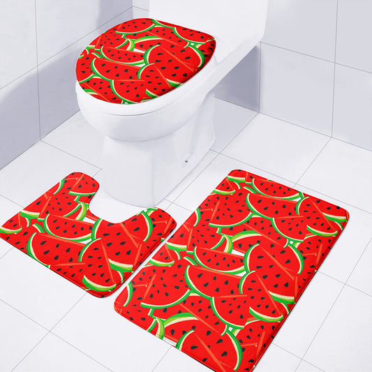 Cute Watermelon Pieces Pattern Print 3 Piece Bath Mat Set