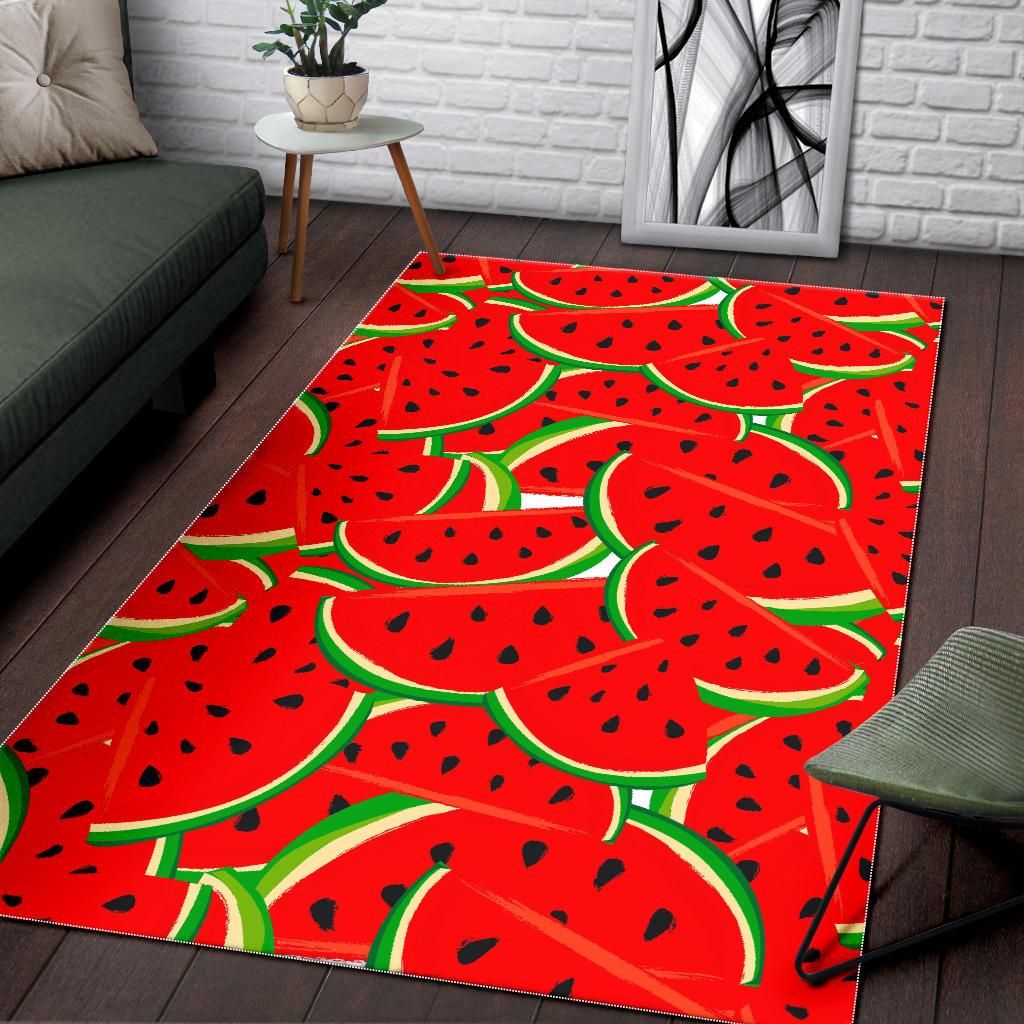 Cute Watermelon Pieces Pattern Print Area Rug GearFrost
