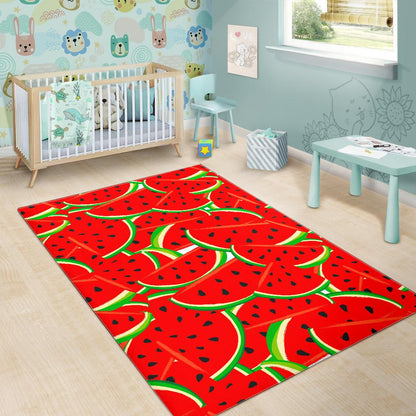 Cute Watermelon Pieces Pattern Print Area Rug GearFrost