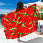 Cute Watermelon Pieces Pattern Print Beach Sarong Wrap