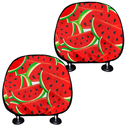 Cute Watermelon Pieces Pattern Print Car Headrest Covers
