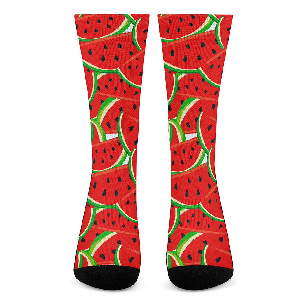 Cute Watermelon Pieces Pattern Print Crew Socks