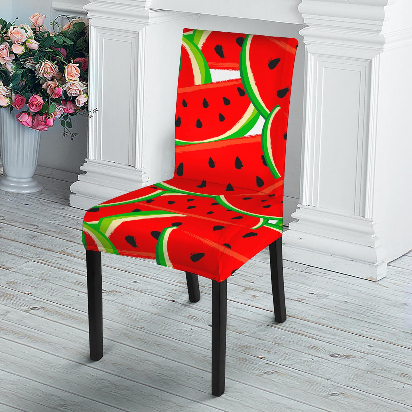 Cute Watermelon Pieces Pattern Print Dining Chair Slipcover