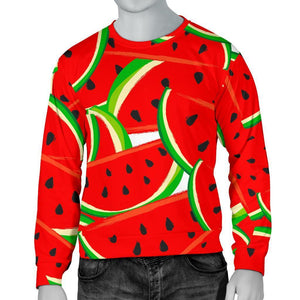 Cute Watermelon Pieces Pattern Print Men's Crewneck Sweatshirt GearFrost