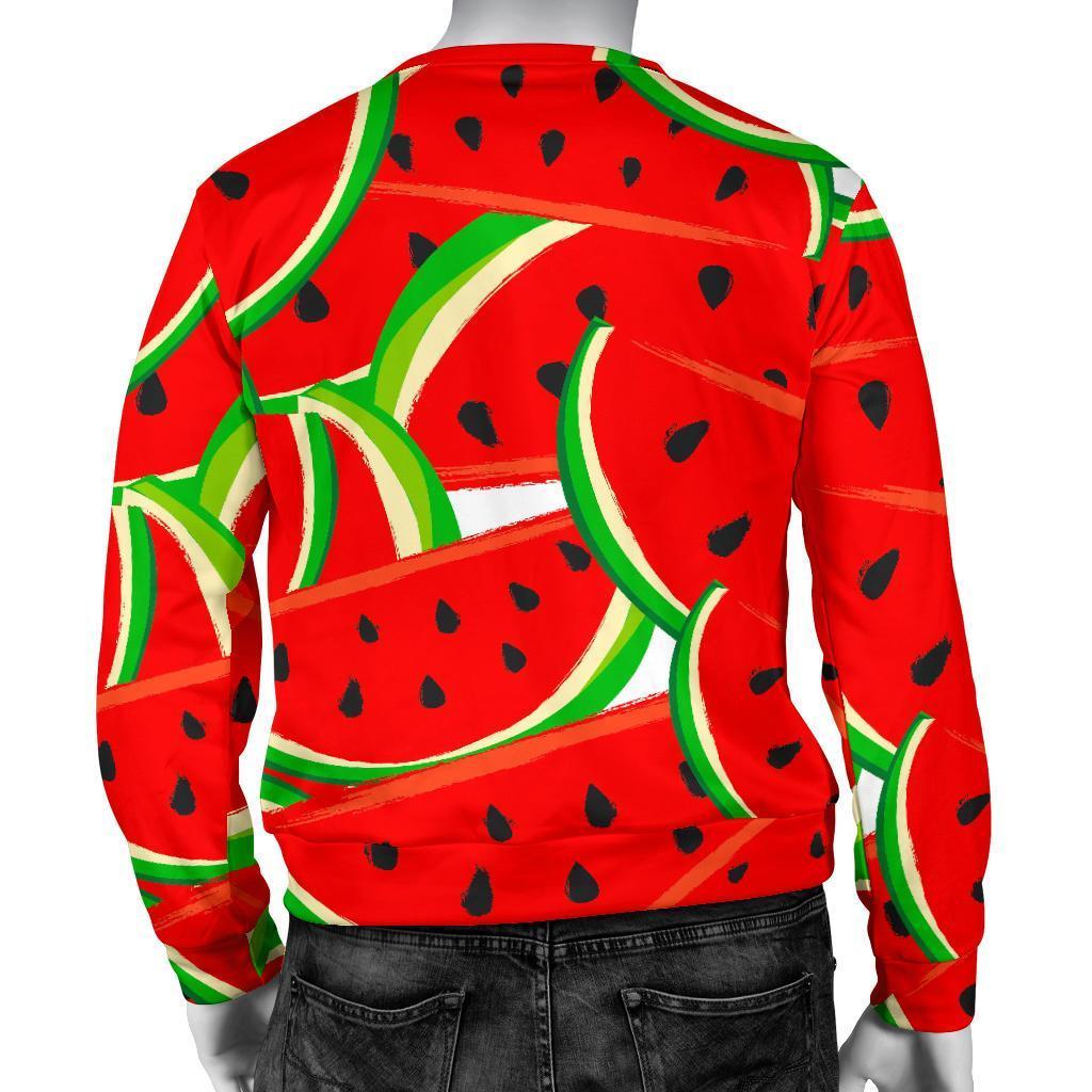 Cute Watermelon Pieces Pattern Print Men's Crewneck Sweatshirt GearFrost