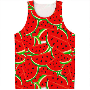 Cute Watermelon Pieces Pattern Print Men's Tank Top