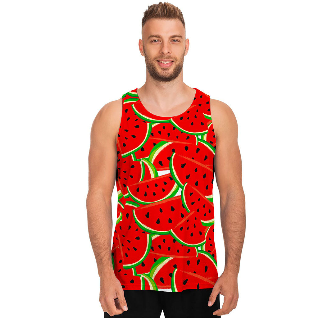 Cute Watermelon Pieces Pattern Print Men's Tank Top