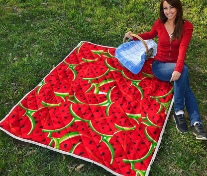 Cute Watermelon Pieces Pattern Print Quilt