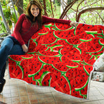 Cute Watermelon Pieces Pattern Print Quilt