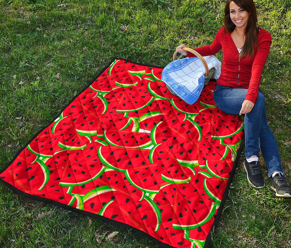 Cute Watermelon Pieces Pattern Print Quilt