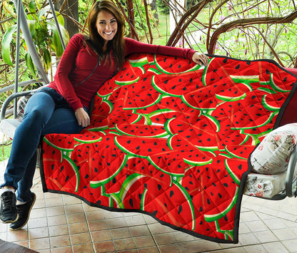 Cute Watermelon Pieces Pattern Print Quilt