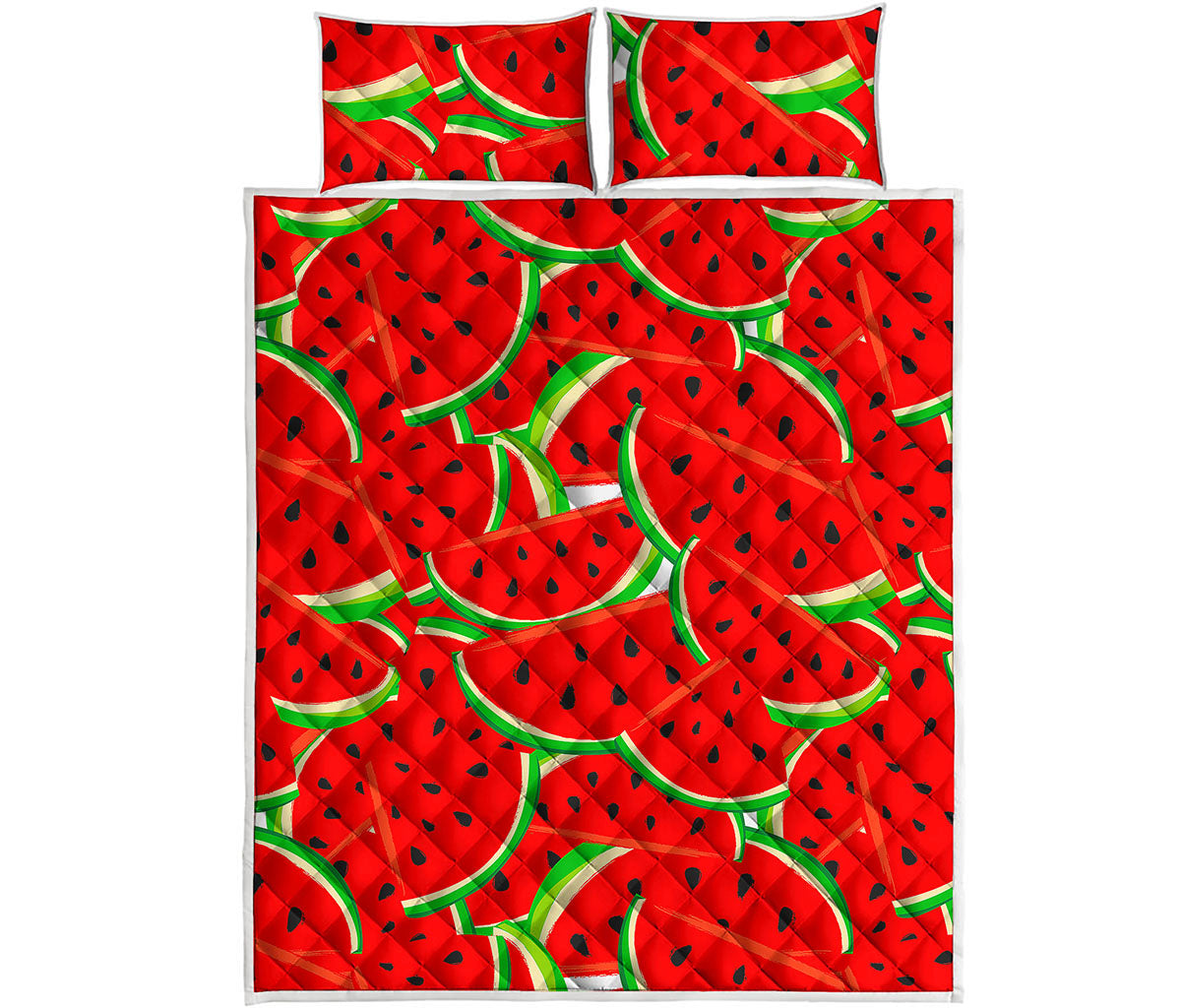 Cute Watermelon Pieces Pattern Print Quilt Bed Set